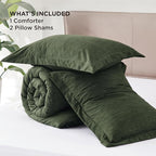 Bedsure Oversized King Comforter Set - Dark Green Soft Bedding for All Seasons, Cationic Dyed Bed Set, 3 Pieces, 1 Oversized King Size Comforter (120"x98") and 2 Pillow Shams (20"x36"+2")