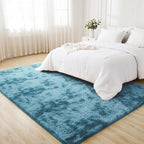 Litanika 8x10 Shag Area Rug for Living Room Bedroom, Tie-Dyed Blue High Pile Soft Plush Shaggy Furry Bedside Playroom Dorm Carpet, Non-Slip, Non-Shedding Modern Indoor Floor Rug