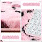HOMORE Leopard Print Rugs, 3x5 Feet Pink Leopard Rug for Girls Bedroom, Soft Cheetah Print Rugs for Living Room Western Decor, Modern Indoor Fluffy Area Rug for Kids Nursery Dorm Decor