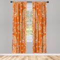 Lunarable Hamsa Window Curtains, Egyptian Boho Hand Shape Pattern Eye Design Bridal Night Inspired Art, Lightweight Decorative 2-Panel Set & Rod Pocket, Pair of - 28" x 63", Orange White