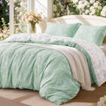 Love's cabin Sage Green Comforter Set Full - Full Size Comforter Set, 3 Pieces Cute Floral Bedding Sets for All Seasons,1 Soft Reversible Botanical Flowers Comforter and 2 Pillow Shams