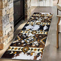 Country Long Hallway Cow Print Rug,4x12ft,Faux Cowhide Animal Print Southwestern Runner Rug,Western Aztec Tribal Decor Rustic Runner Rugs, Non-Slip Washable Floor Mat for Kitchen Bedroom