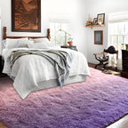 Purple Pink Area Rug 6x9 Large Rugs for Living Room Bedroom, Fluffy Cute Rug Modern Carpets for Kids Room, Non-Skid Rectangular Indoor Gradient Rug for Girls Boys Nursery Room Home Decor