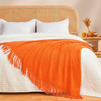 inhand Fall Throw Blanket Burnt Orange Halloween Decor for Couch, Soft Living Room Home Decor Knitted Blanket, Outdoor Lightweight Autumn Blanket, Farmhouse Warm Fall Decoration Indoor, 50"x60"