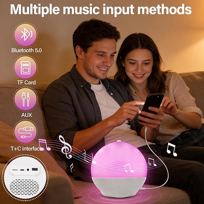 Sunrise Alarm Clock with Bluetooth Speaker, Dual Alarm Clock Radio with White Noise Sleep Machine, RGB Bedside Night Light, FM Radio, 10W Stereo Sound, Rechargeable Smart Clock for Bedroom
