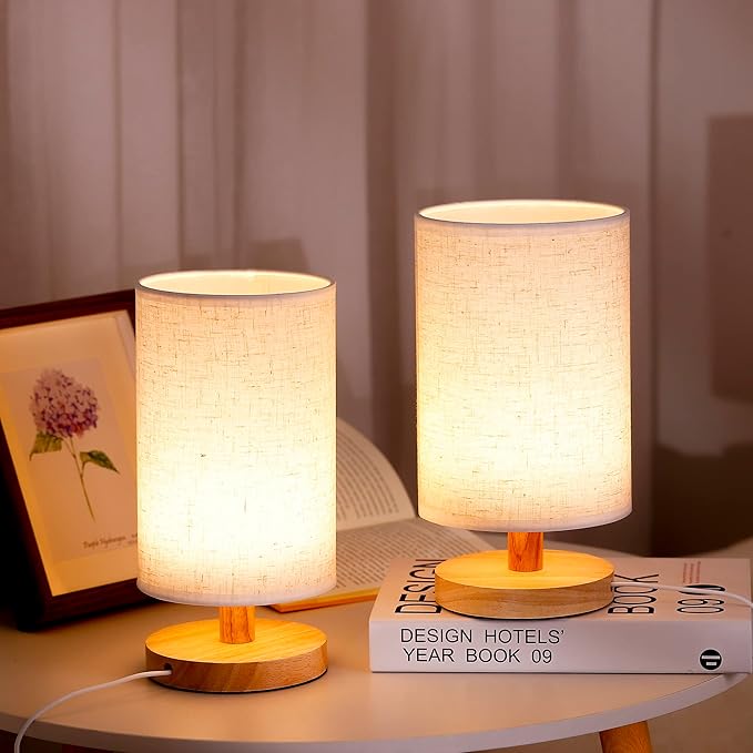 WSYEAR White Modern Bedside Lamp Set of 2 for Bedroom Decor Farmhouse Table Lamp for Living Room Office Dorm
