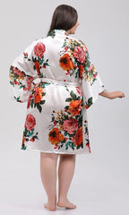 QXQTER Peony Floral Silky Satin Robe Wedding Bridal Party Bride Bridesmaid Robes for Women Dressing Gown Kimono Robe