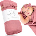 BWD Baby Swaddle Blanket – Ultra-Soft Bamboo Viscose & Organic Cotton Muslin – Lightweight, Breathable, Stretchy – Newborn Essential 47" (Rosewood)