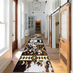 Country Long Hallway Cow Print Rug,4x10ft,Faux Cowhide Animal Print Southwestern Runner Rug,Western Aztec Tribal Decor Rustic Runner Rugs, Non-Slip Washable Floor Mat for Kitchen Bedroom