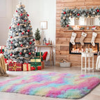 Blivonta Rainbow Rug for Girls Bedroom, 2x3 Fluffy Area for Kids Playroom, Furry Carpet for Nursery, Shaggy for Teen Living Room, Thick Fuzzy Plush for Dorm, Cute Room Decor for Baby