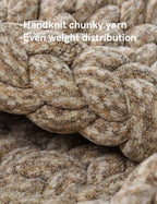 YnM Chenille Weighted Blanket, Handmade Chunky Knitted Design, Soft and Cozy, Temperature Regulating and Breathable, Machine Washable Throw for Sleep or Home Decor (Beige, 80x87 Inch, 25lbs)