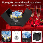 2 Preserved Real Rose with Heart I Love You Necklace- Eternal Rose Birthday Gifts for Women Wife Girlfriend Her Mom on Festivals Gifts Christmas Valentines Mothers Day Anniversary-Sky Blue Roses
