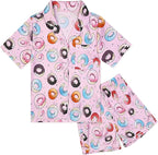 QPANCY Kids Satin Pajamas Sets Baby Boy Girl Button-Down Silk Sleepwear 2 Piece Short Sleeve Loungewear Clothes Set