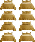 IR Imperial Rooms 8 Pack Quilt King Size Bedding (106" x 96") - Bulk Wholesale for Hotels, Guest Bedroom & Airbnbs - Lightweight Microfiber Reversible Embossed Quilts Bedspread (Ochre)