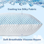 EASELAND Firm Pillows Shredded Memory Foam with Adjustable Fill - Queen Size Set of 2, Removable Cooling Cover for Hot Sleepers, Cool Bed Pillow for Side Back Stomach Sleepers