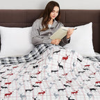 CuteKing Weighted Blanket for Adults (20lbs, 60"x80", Deer) Heavy Blanket for 180-190lbs, Weighted Blanket for Cooling & Heating with Premium Glass Beads, Thick Blanket for Adult All-Season