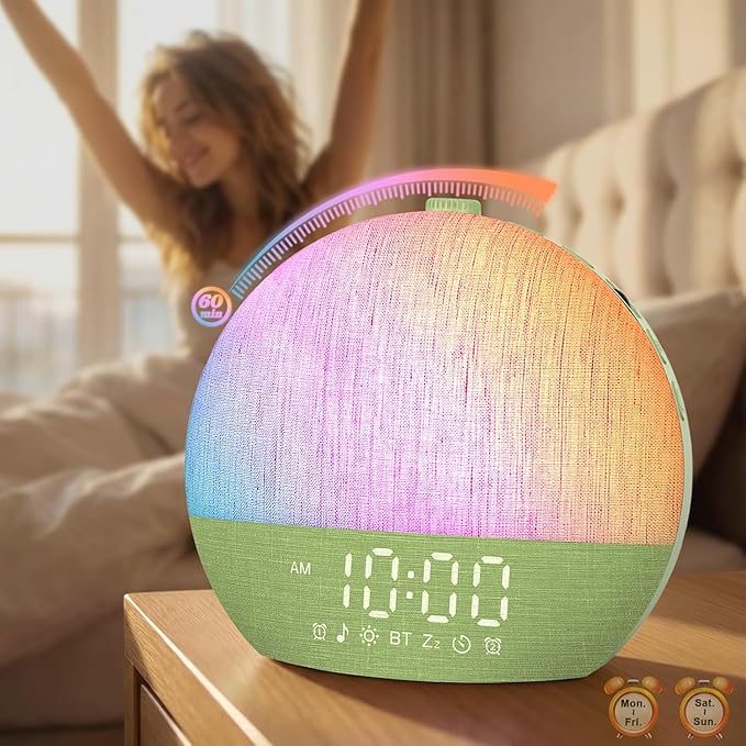 Thybro Light Sunrise Alarm Clock: 10-60 Mins Gradual Sunrise & Natural Sounds Gentle Wake up for Heavy Sleepers - 3-Step Easy Setup with Dual Alarms - 30 Sleep Sounds White Noise Machine