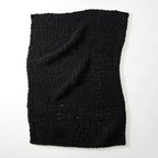 WESHIONGOO Chunky Knit Blanket Throw 51"×63" Knitted Throw Blankets for Couch Bed Fluffy Soft Blanket with Jumbo Chenille Yarn Thick 100% Handmade (Black)