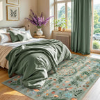 Lahome Chloe Insect Botanical Washable Rugs 5x7 Green Area Rugs for Living Room, Non Slip Rug for Bedroom, Boho Indoor Dining Room Carpet for Under Table Entryway Kitchen Office(Green,5x7)