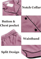 Ekouaer Womens Silk Satin Pajamas Set Short Sleeve Sleepwear Button Down Loungewear 2 Piece Pjs Shorts Set S-5X Plus Size