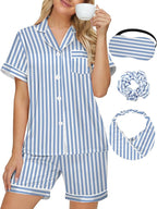 DOLOS Silk Satin Pajama Set for Women Short/Long Sleeve 2-Piece Silky Pajamas for Women Button Down Pjs Sleepwear Loungewear