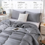 COTTEBED Ultra-Soft King Size Comforter Set, California Cal King Jersey Knit T-Shirt Feel Cozy Durable Cozy Fully Breathable Quilt Bedding Down Blanket and Pillowcase for All Season Use, Dark Gray