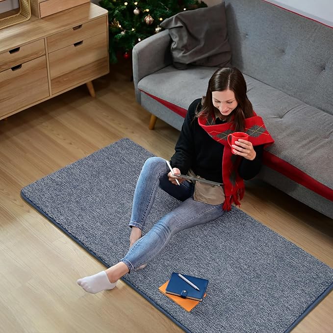 Keeko Soft 2x4 Small Runner Rug, Bedside Rugs for Bedroom Indoor Runner Hallway Carpets Non Slip Living Room Area Throw Rugs Memory Foam Laundry Room Rug for Teen Kids Boys Dorm Room Decor Blue