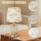 WSYEAR Crystal Table Lamp, Modern Lamp with Rose Flower Shade, LED Night Light with On/Off Switch Crystal Lamp for Living Room, Girl Bedroom, Dresser, Office