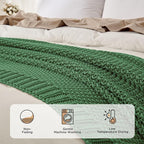 Joydeco Chunky Cable Knit Throw Blanket, Lightweight 100% Cotton Soft Cozy Throw Twin Blanket for Couch Bed and Sofa, Rustic Breathable Farmhouse Blanket Gift for Women Men(Olive Green, 60"x80")