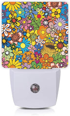 Hippies Flowers Night Light,Hippie Night Lights Plug into Wall 0.5W Sleep Friendly for Boys Girls Led Night Light Dusk to Dawn Sensor Nightlight for Stairway/Hallway/Bedroom
