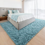 YJ.GWL Area Rugs for Living Room Bedroom, 4x6 Machine Washable Large Teal Carpet, Soft Fluffy Shaggy Thick Big Shag Indoor Floor Rug for Kids Boy and Girls Room Dorm Home Decor Aesthetic