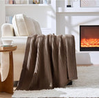 Dark Brown Chunky Knit Throw Blanket 50"x60" - Soft Cozy Thick Knitted Blanket for Couch Sofa Bed, Cute Fall Decorative Throw for Living Room