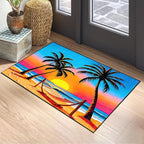Coconut Palm Sunset Area Rug 2x3 ft Entry Rug Washable Boho Rugs Non Slip Low Pile Floral Door Mat Small Carpet for Bedroom, Bedside, Kids Room, Office, Dining Room