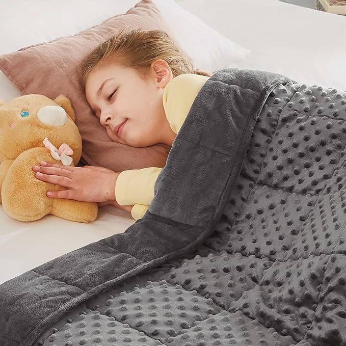CuteKing Weighted Blanket - Weighted Blanket with Premium Glass Beads - Heavy Blanket Crystal Velvet for Comfort Sleep - Thick Blanket All Season (3lbs, 20"x30", Grey Bubble)