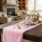 duduta Pink Faux Fur Table Runner 48 inches Long, Fluffy Spring Easter Dresser Runner Coffee Table Runner Girls Room Decor