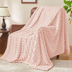 BEDELITE Updated Pink Throw Blanket for Couch and Bed- Super Soft and Warm 3D Checkered Fluffy Fuzzy Fleece Blanket, Luxurious Plush Cozy Blanket for Room Decor Spring, 50x60 inches