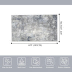 4x6 Rug Machine Washable Non-Slip – Soft Small Area Rug for Indoor Entryway Living Room Bedroom Kitchen – Modern Abstract Neutral Low Pile Carpet（Blue Grey,4x6）