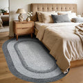 5x8 Oval Living Room Area Rug Washable Modern Border Bedroom Bedside Area Rugs Non Slip Low Pile Dining Room Oval Throw Carpet Contemporary Rugs for Living Room Kitchen Nursery, Grey