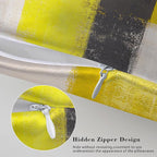 Imitation Silk Pillow Case for Hair and Skin Yellow and Grey Abstract Art Standard Size 1 Pack Satin Pillow Cases with Zipper Super Soft Pillow Cover for Women Bed Sleeping, 20x26 Inches