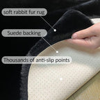 Black Faux Rabbit Fur Rug 3x5 Fluffy Fuzzy Rug for Bedroom Living Room Nursery Bedside Carpet Washable Area Rug