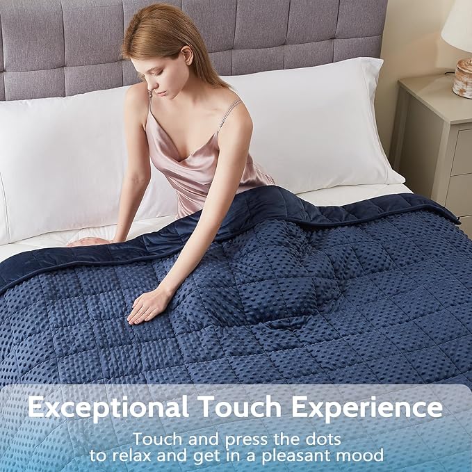 L'AGRATY Weighted Blanket for Adult - 80"x87" 25lbs Minky Dots Heavy Blanket with Glass Beads Soft Breathable for All-Season Summer Fall Winter Thick Comfort for Sleeping