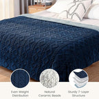 Sherpa Fleece Adult Weighted Blanket Great for Sleep, 15 lbs Dual Sided Soft Fuzzy Heavy Blankets for Couch Bed Sofa, Cozy Warm Fluffy Jacquard Throw for Winter (Navy Blue, 60" x 80", 15 Pounds)