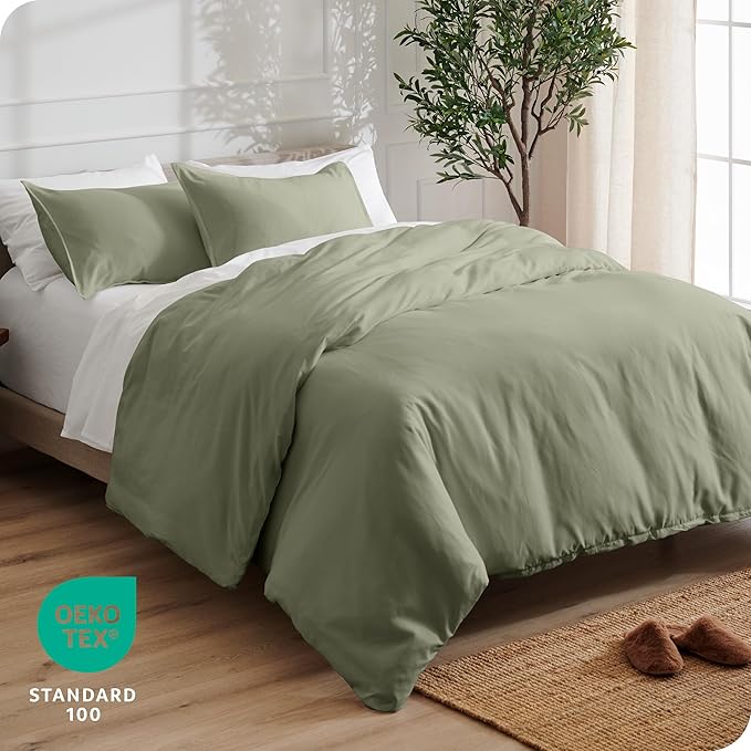 Bare Home Bedding Duvet Cover Oversized Queen - Premium 1800 Super Soft Collection - Lightweight, Cooling - Soft Breathable Bedding Duvet Cover (Oversized Queen, Sage)