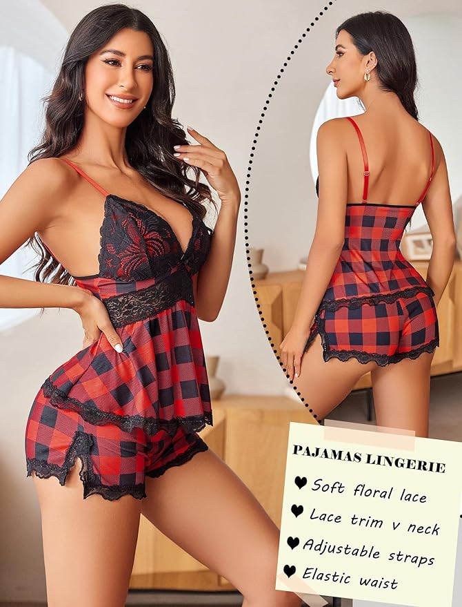 Avidlove Womens Sweetness Cami Set Lace Camisole Lingerie Nightwear Sexy Pajamas Lounge Sets
