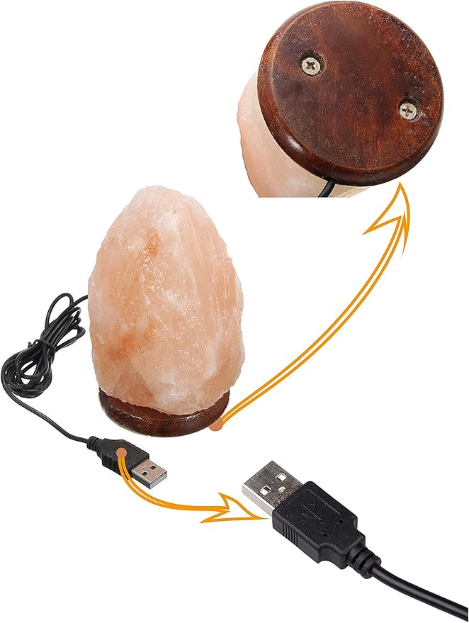 Clearance! ! ! JIC Gem Natural USB Himalayan Salt Lamp Crystal Salt Rock Mini Hand Carved Lamp with Multi-Color LED Changing Bulb