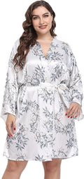 Women's Plus Size Satin Kimono Robes Short Silk Bathrobe Bridesmaid Wedding Party Nightgown Sleepwear