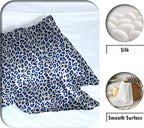 Mulberry Silk Pillowcase for Hair and Skin King Size Leopard Print Silk Pillow Cases with Zipper Soft Breathable Smooth Cooling Silk Pillow Covers for Sleeping (Blue Leopard, 20"X 36",1Pcs)