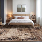 Area Rug 5x7 Washable Rugs Modern Abstract Area Rug Soft Non-Slip Non-Shedding Faux Wool Stain Resistant Floor Carpets for Living Room Bedroom Dining Room Kids Room Home Office (Brown)