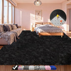 Black Shaggy Area Rug for Living Room Bedroom, Ultra Soft Fluffy Fuzzy Furry Rugs 4x6 ft, Upgrade Non-Slip Plush Shag Bedside Rug, Indoor Floor Carpet for Kids Girls Boys, Dorms, Nursery, Home Decor