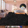 9x12 Shag Area Rugs for Living Room, Extra Large Ultra Soft Fluffy Furry Rug for Bedroom, Indoor Carpet Plush Fuzzy Nursery Rugs for Kids Girls and Boys, Dorms, Classroom, Home Decor Aesthetic, Black